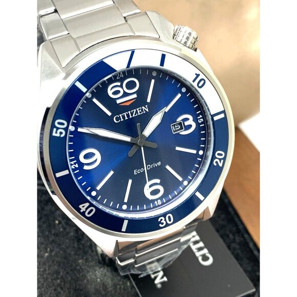 Citizen Men's Watch AW1711-52L Eco Drive Blue Dial Silver Stainless Steel 44mm - Picture 14 of 15